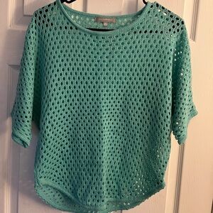 NY Collection Women's Aqua Sweater